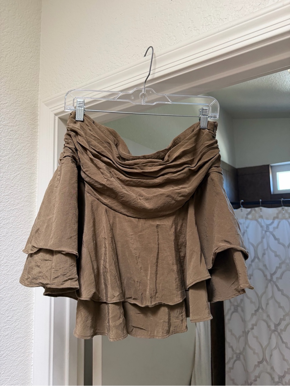 Olive Green Ruffle Mini Skirt